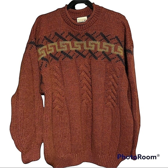 𝅺MURRAY Brothers Vintage Rust Wool Crew Neck Sweater Scotland Size Large - Picture 1 of 9